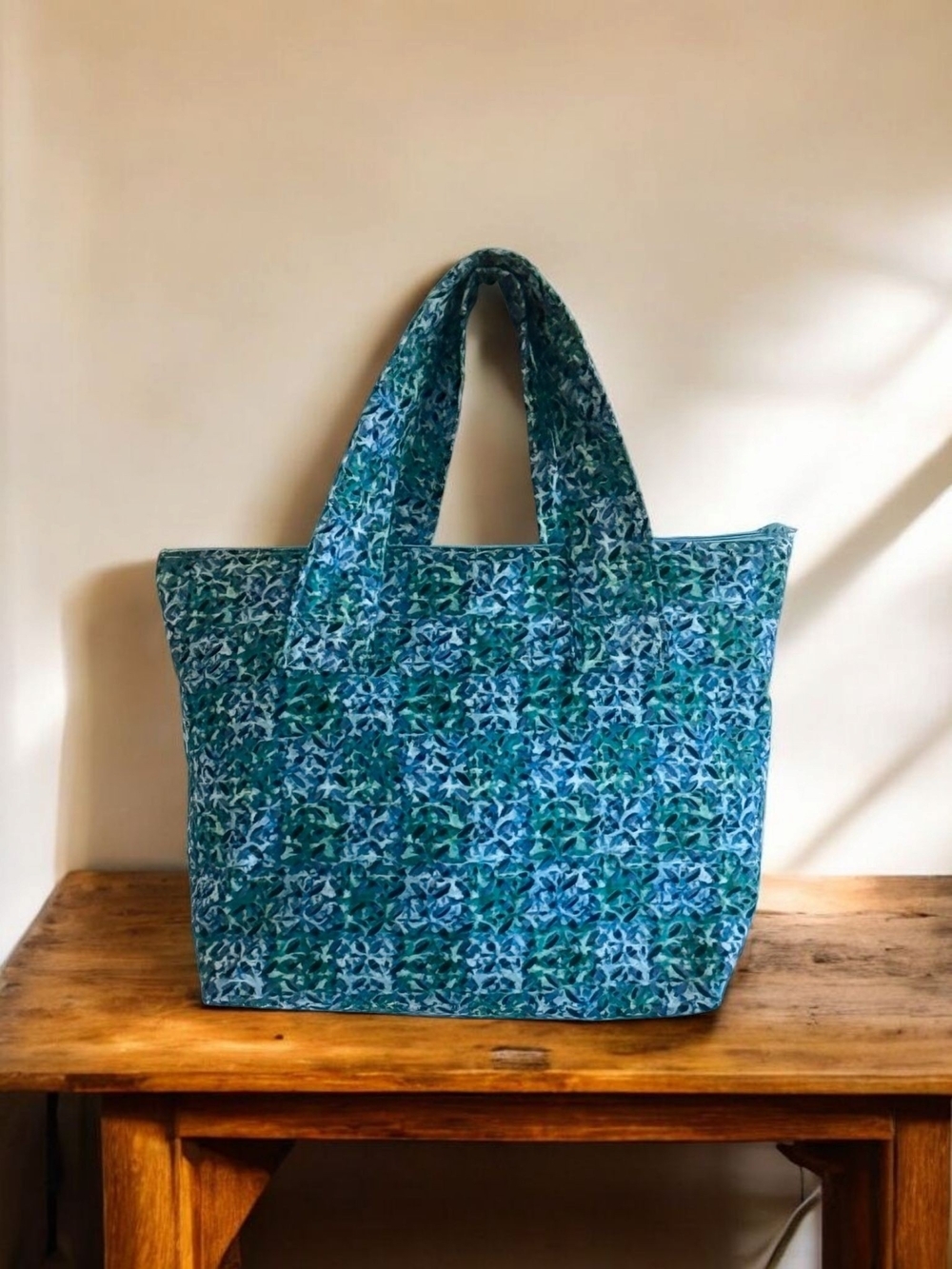 Patterned Blue and Green Women's Tote Bag